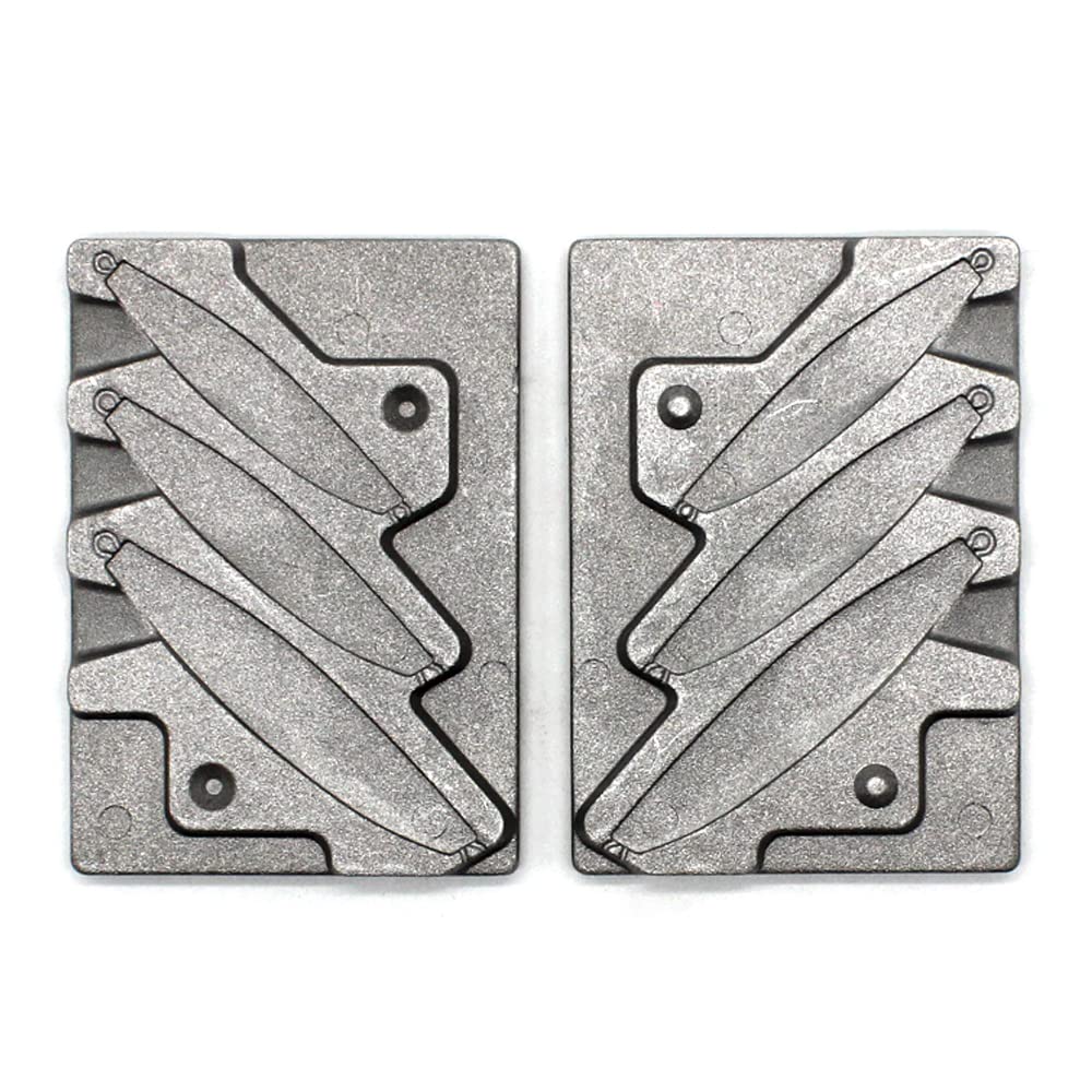 Close-up view of the 3-cavity lead sinker mold for 3/4oz size
