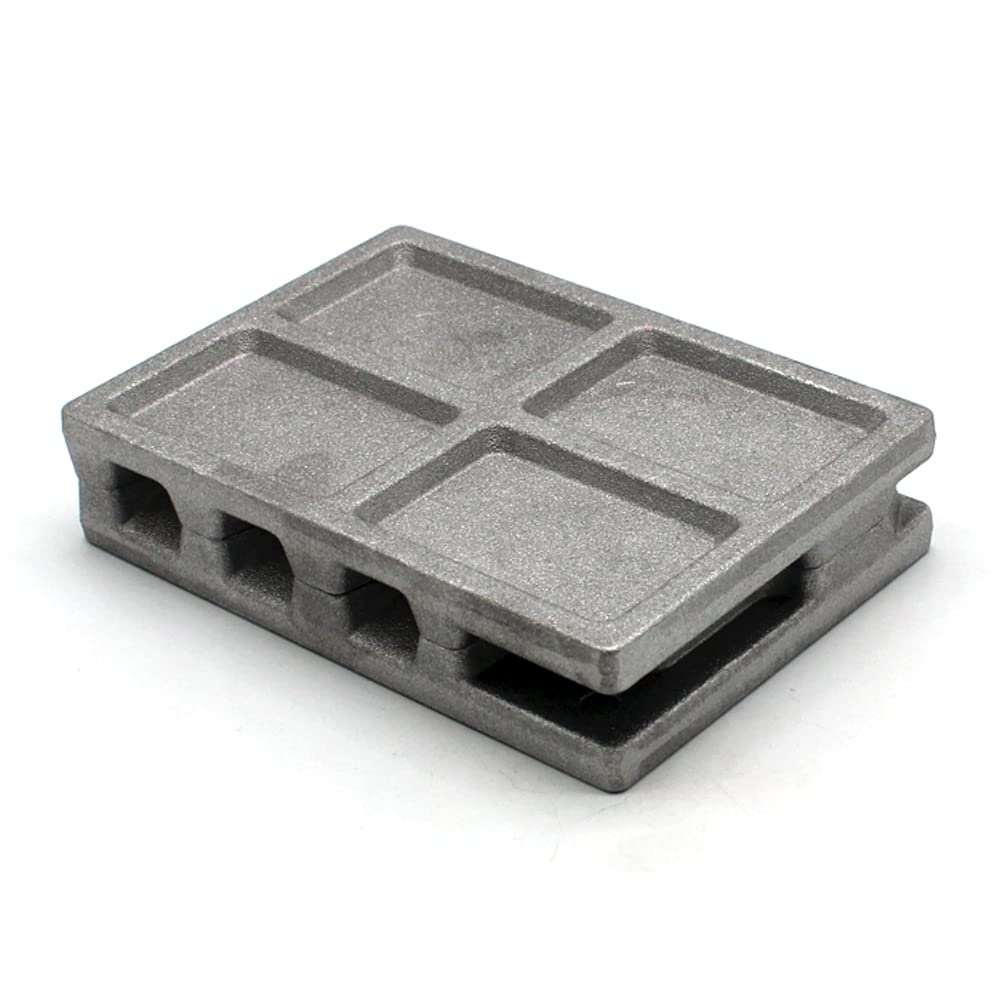 Inside view of mold cavities and weight options