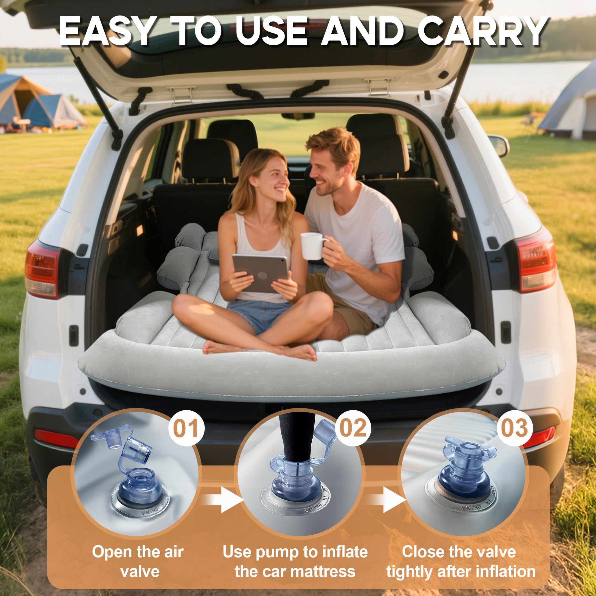 AearKing SUV air mattress measures 73 by 47 inches for SUV compatibility