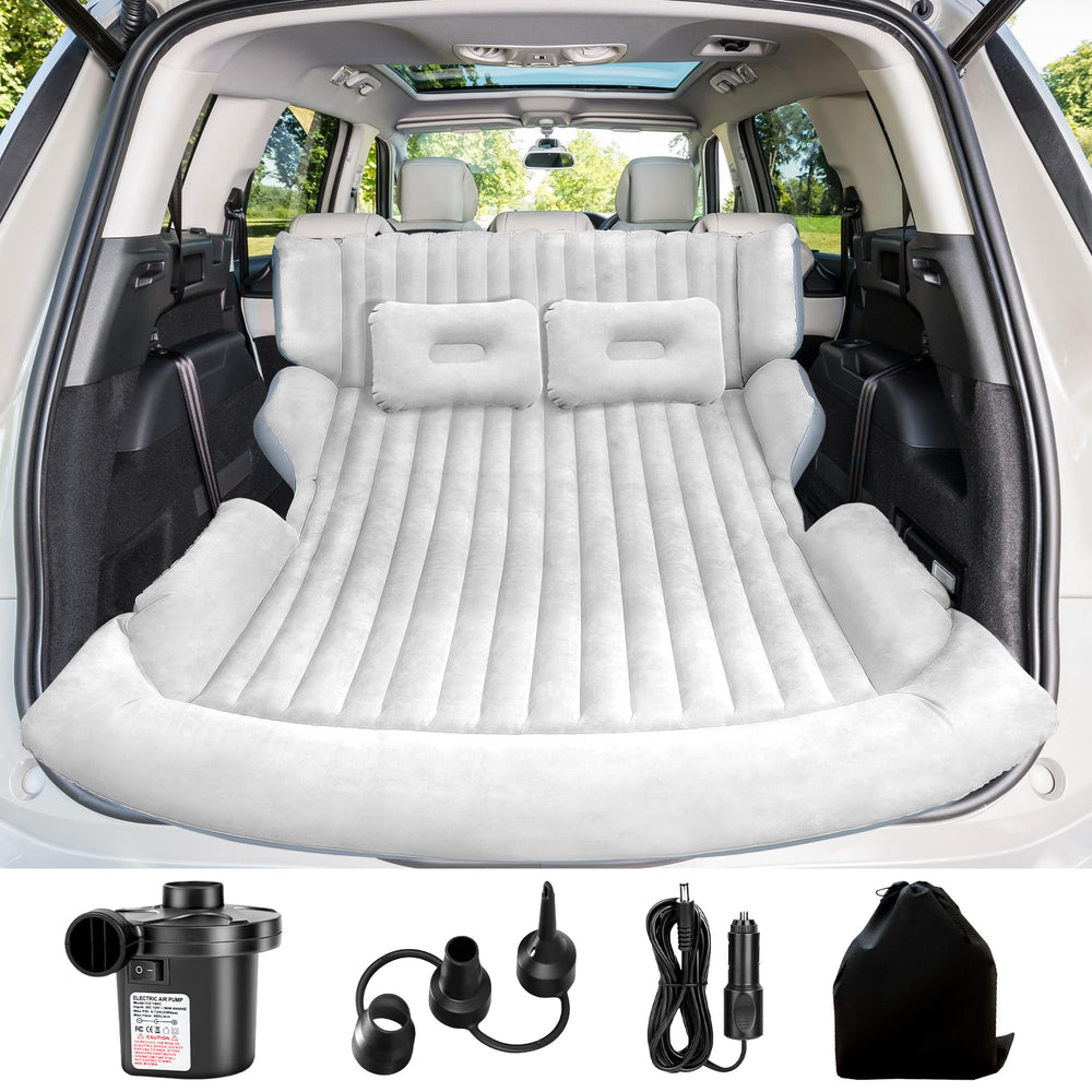 AearKing SUV air mattress inflated in the backseat for road-trip comfort