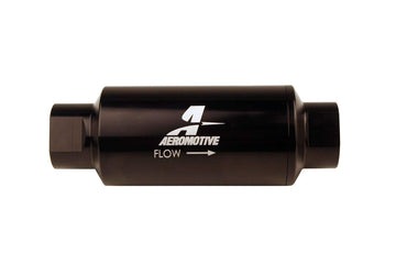 Aeromotive 12350 inline filter with 10-micron microglass for high-flow fuel filtration