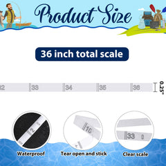 Close up of clear numbers on vinyl fish measuring sticker