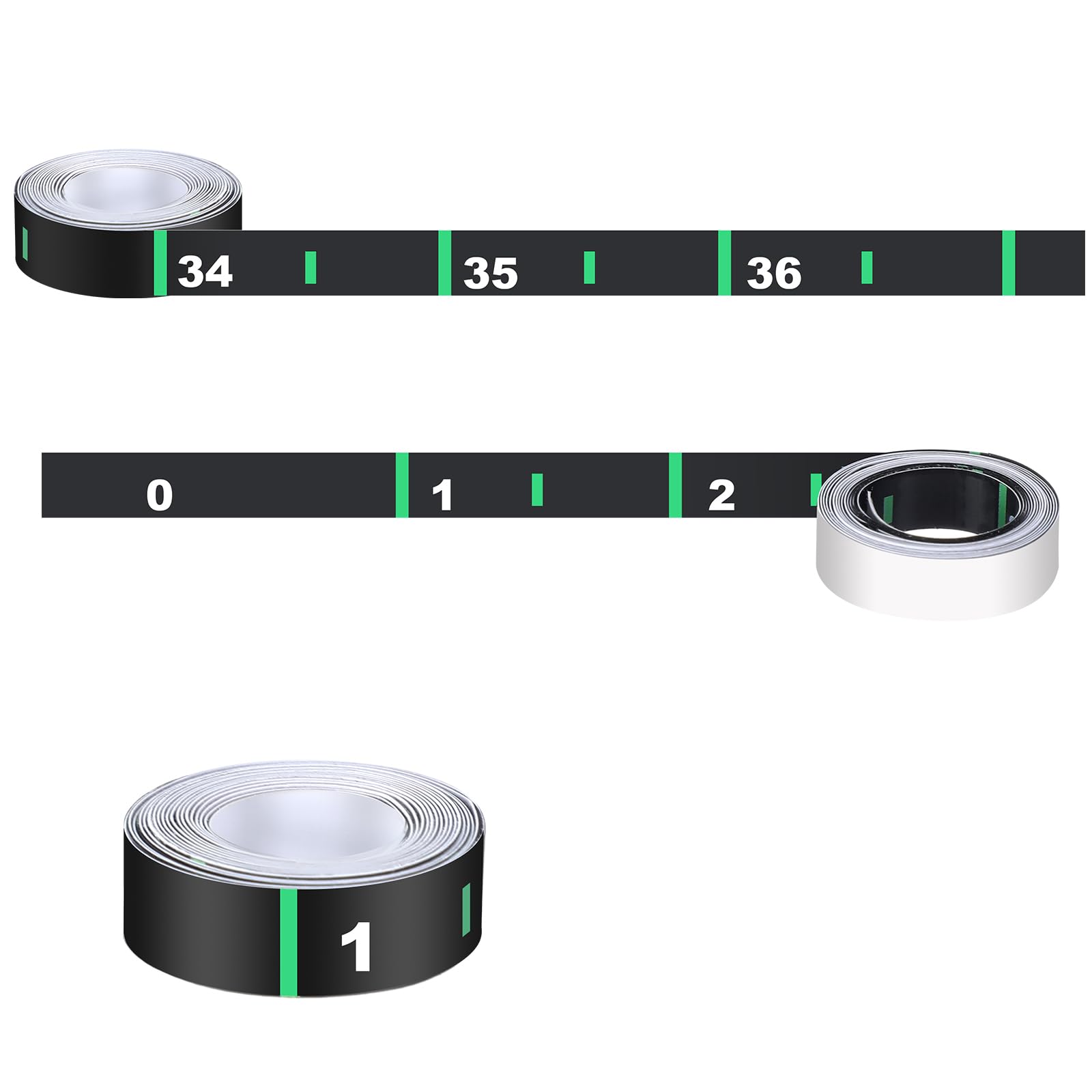 Two green 36-inch fish measuring tape stickers applied to a boat surface