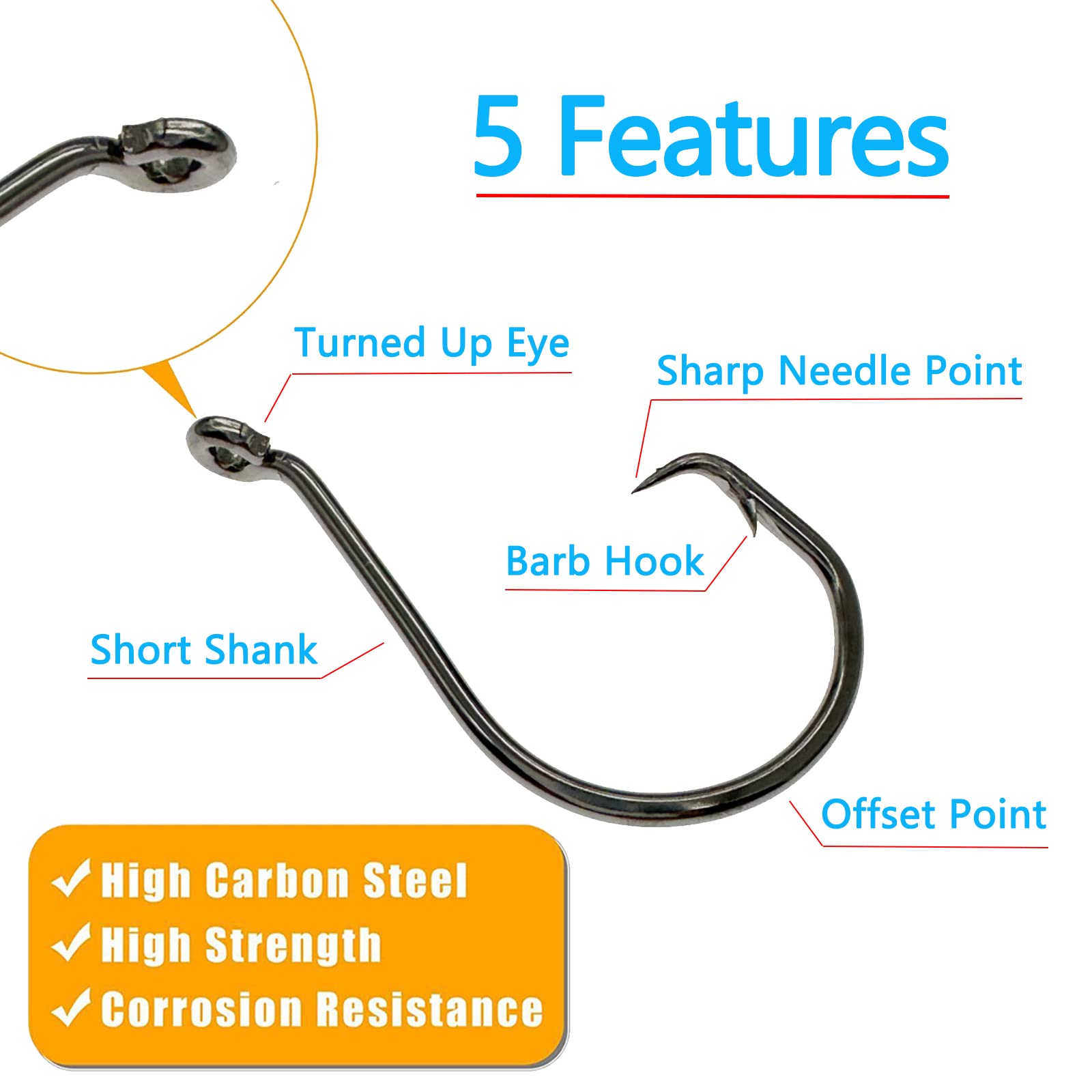 Six sizes of Afmivs circle hooks for saltwater fishing