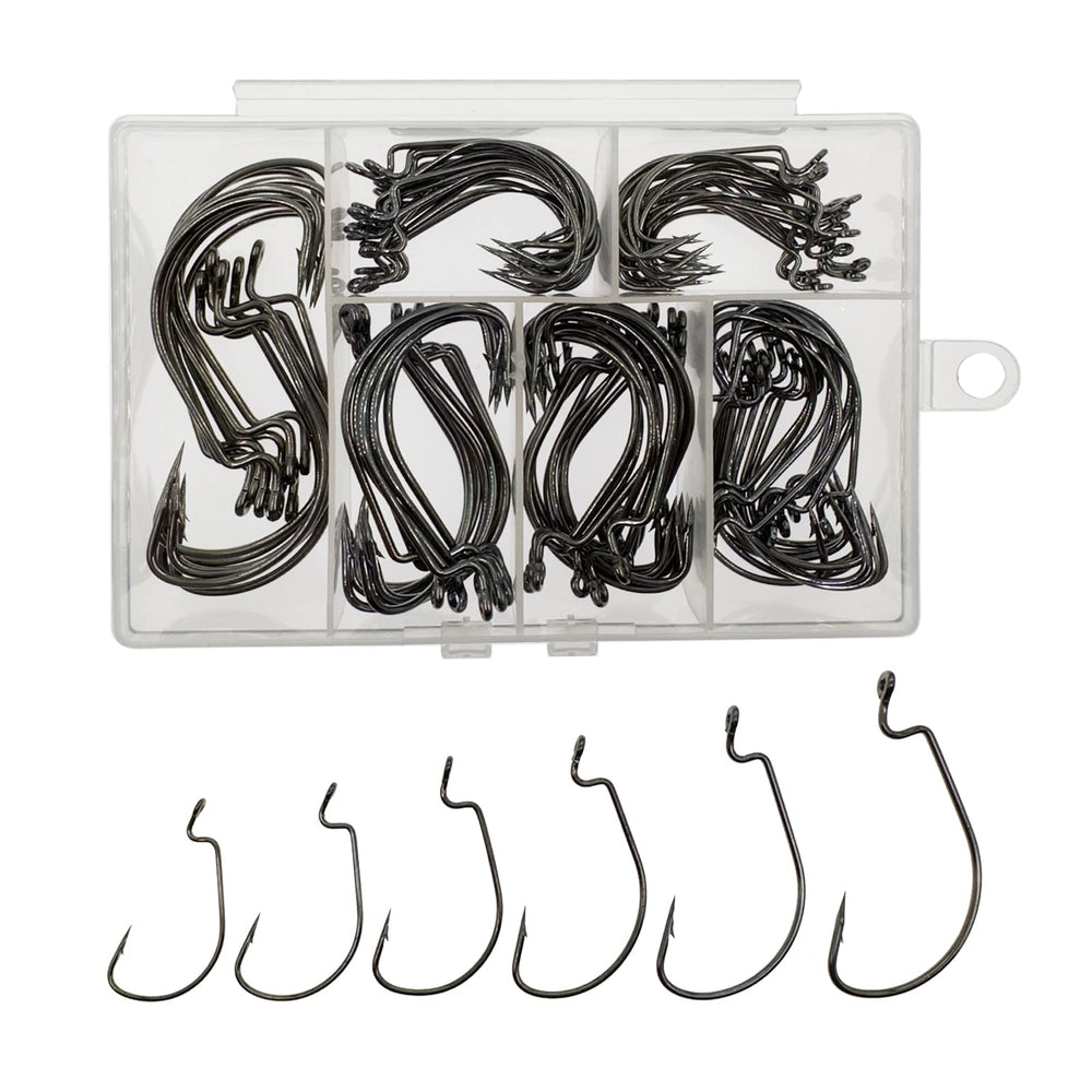 Afmivs bass worm hooks 110-piece box
