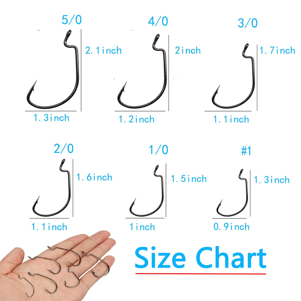 Close-up of high carbon steel bass worm hooks