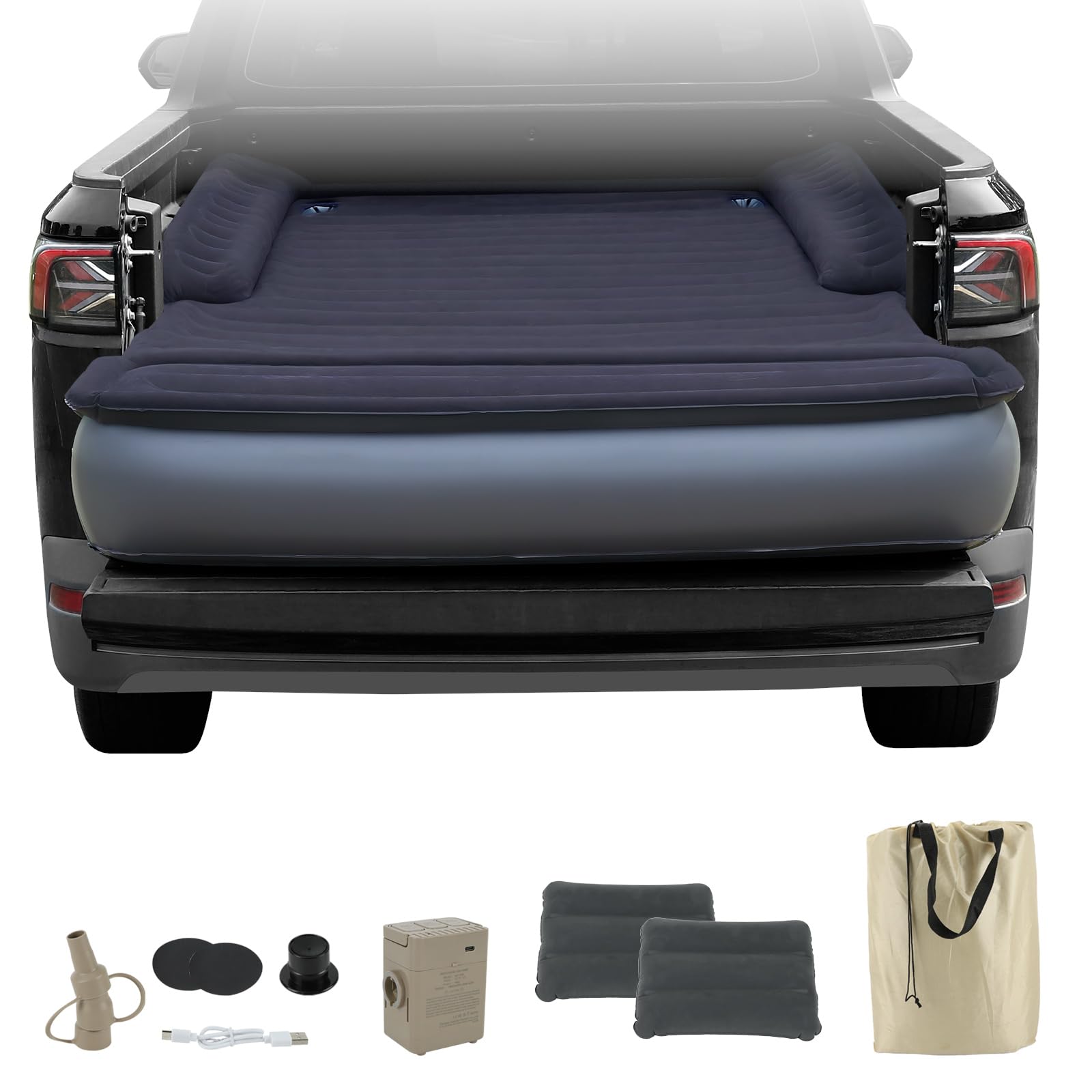 Afurkuot truck bed air mattress with built-in pump for quick setup on road trips