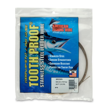 AFW #19 Tooth Proof stainless steel leader wire in camo, 30 ft