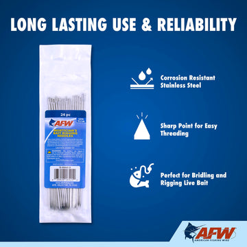 AFW Bait Sewing Needle cone-tip design for smooth rigging with floss.
