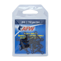 AFW brass 3-way swivel with stainless rings in black for dropper rigs and reduced line twist.