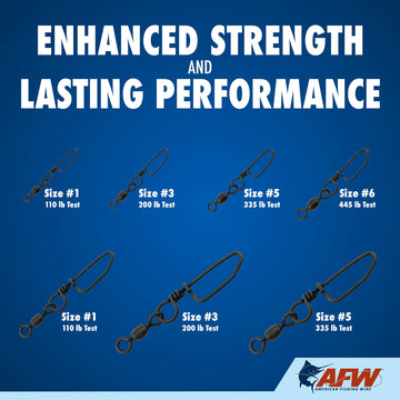 AFW brass coastlock snap swivels black 150 lb test rugged construction for bigger species