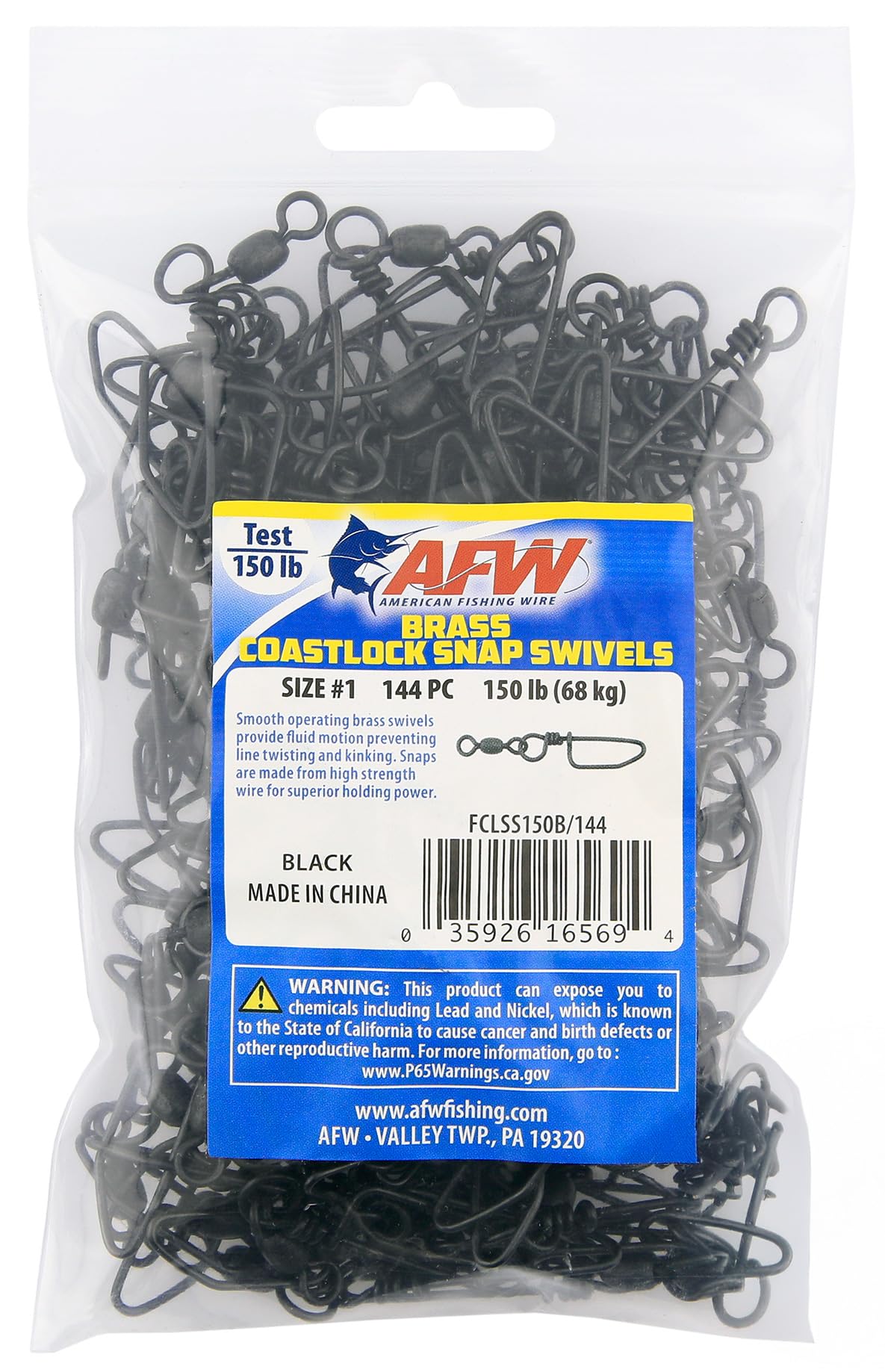 AFW brass coastlock snap swivels black secure hook changes on the water