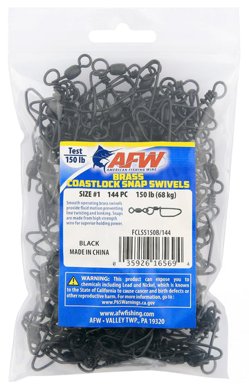 AFW brass coastlock snap swivels black secure hook changes on the water