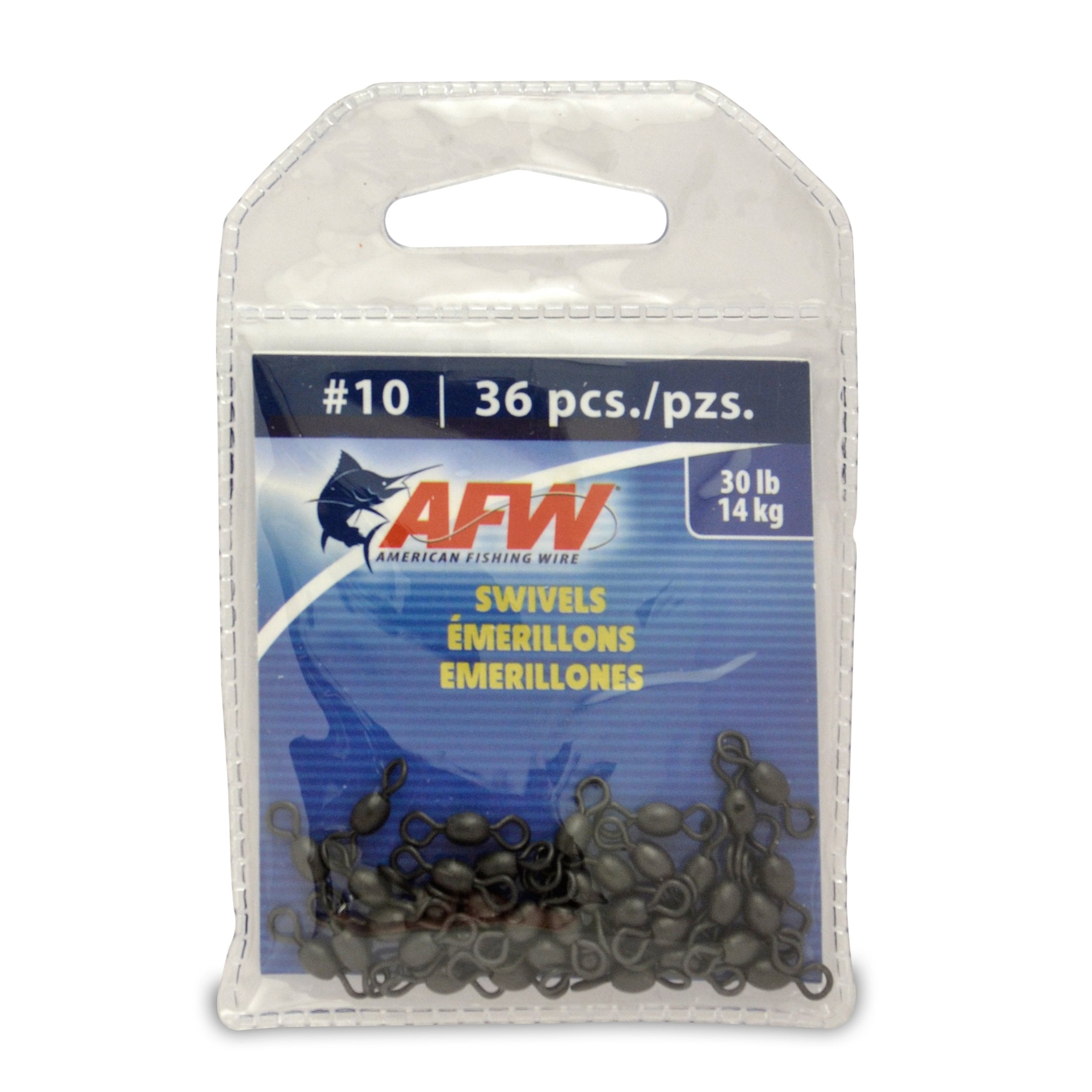 AFW brass swivels in black size 10 prevent line twisting during saltwater and freshwater fishing
