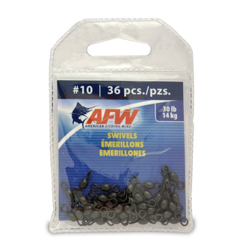 AFW brass swivels in black size 10 prevent line twisting during saltwater and freshwater fishing