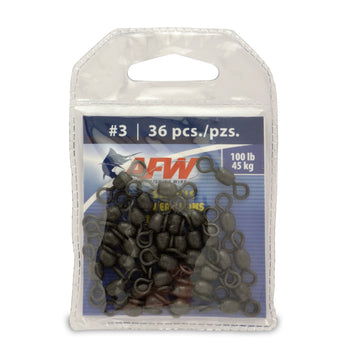 AFW brass swivels in black, size 3, 100 lb test, reduce line twist for reliable fishing.