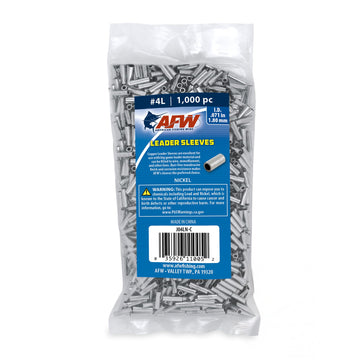 AFW crimp sleeve 4L nickel packaging for bulk fishing supplies.