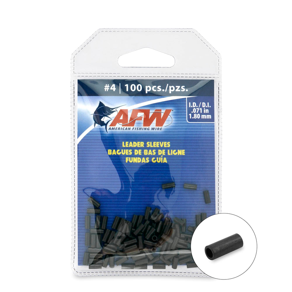 AFW crimp sleeve copper body demonstrates compatibility with wire and monofilament lines.