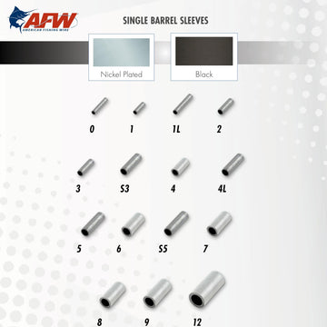AFW crimp sleeve inside-diameter guide showing compatibility with mono lines.