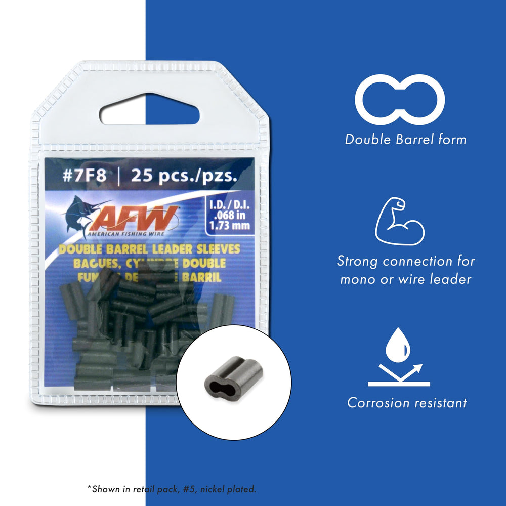 AFW black crimp sleeve connects leader to main line for reliable rigs.
