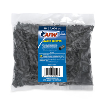 AFW crimp sleeve single-barrel black 9/132 pack secures leaders efficiently.