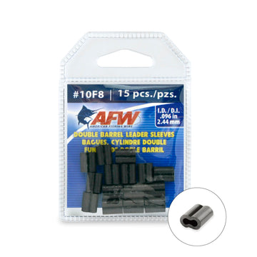 AFW double barrel crimp sleeve 10F8 black in close-up highlights a precise crimp