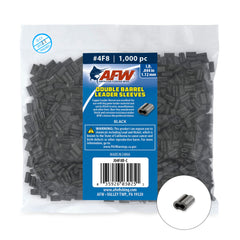 AFW double-barrel crimp sleeve closeup showing burr-free finish for smooth connections.