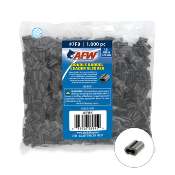 AFW double-barrel crimp sleeve black 7F8 closeup for strong line connections