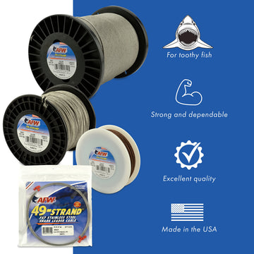 AFW heavy-duty leader cable in camouflage for abrasion resistance and bite protection