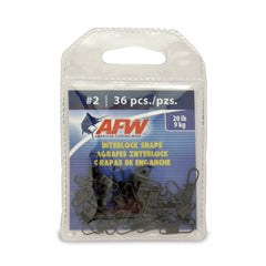 AFW Interlock Snaps in black size 2 20 lb test for sturdy leaders