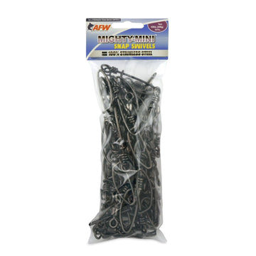 AFW Mighty Mini stainless snap swivel gunmetal finish, size 2/0 for saltwater rigs.
