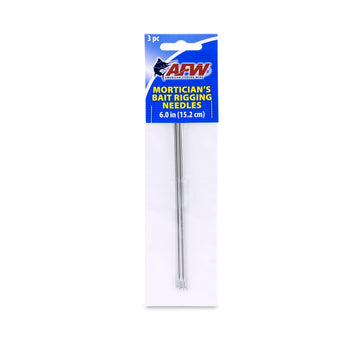 AFW Mortician's Bait Rigging Needle with triangular razor-sharp point penetrates bait cleanly.