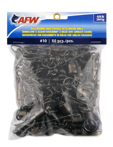 AFW solid brass ball bearing snap swivel bullet shape improves rotation efficiency for offshore lures