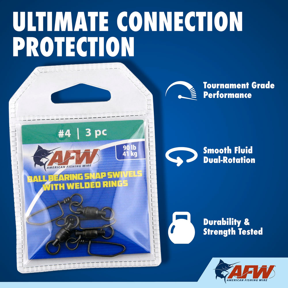 AFW solid brass ball bearing snap swivel dual-rotation showcases smooth action with reduced drag