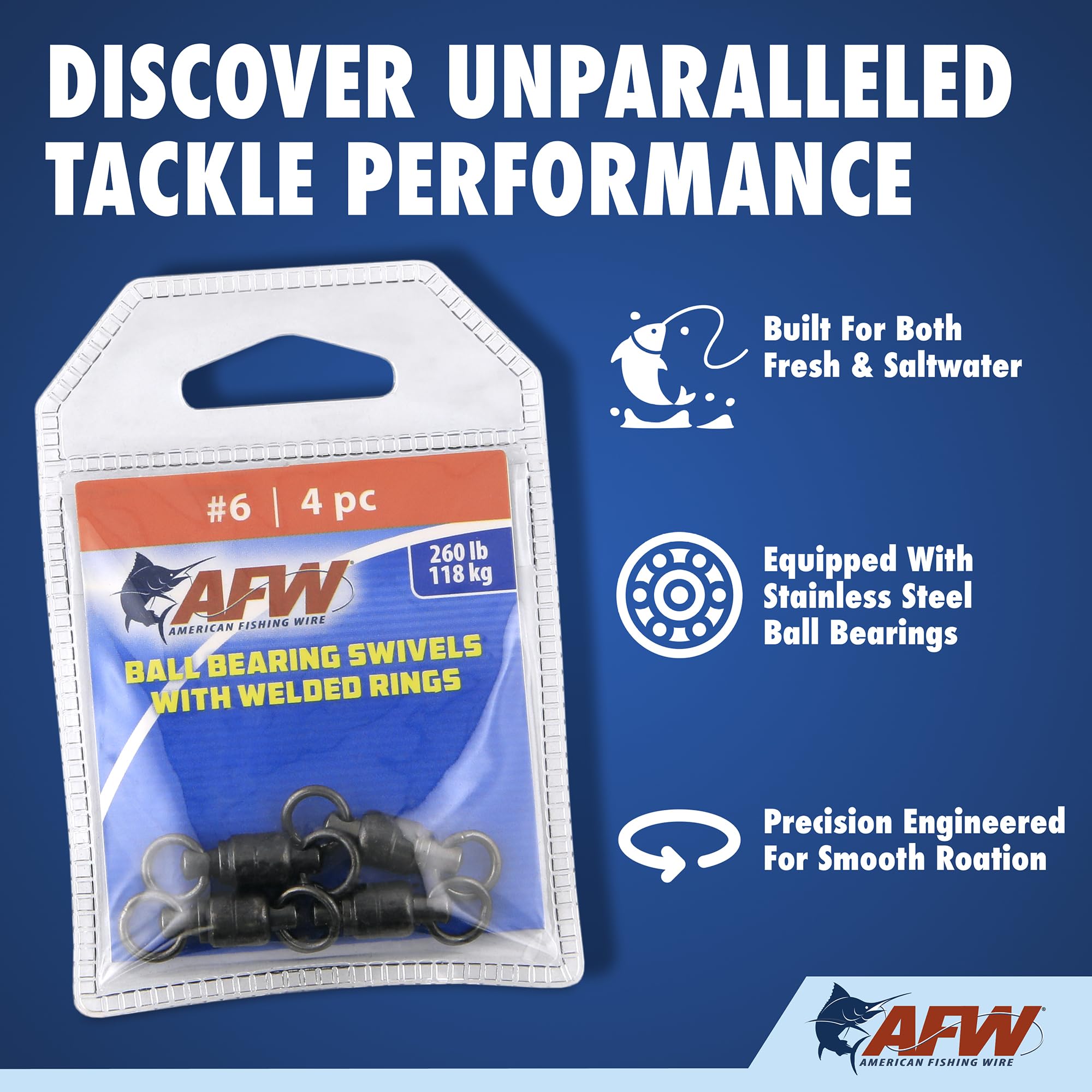 AFW dual welded rings deliver secure connections during intense fights with trophy fish.