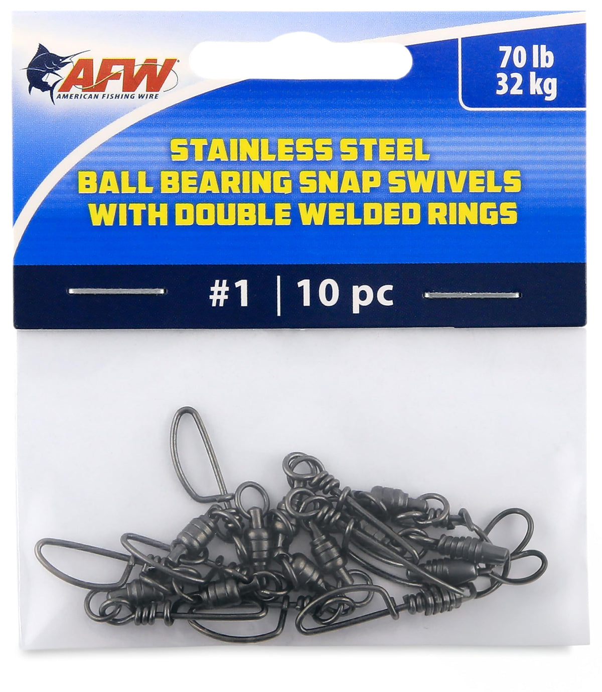 AFW stainless-steel ball bearing swivels with bullet shape for smoother water movement.