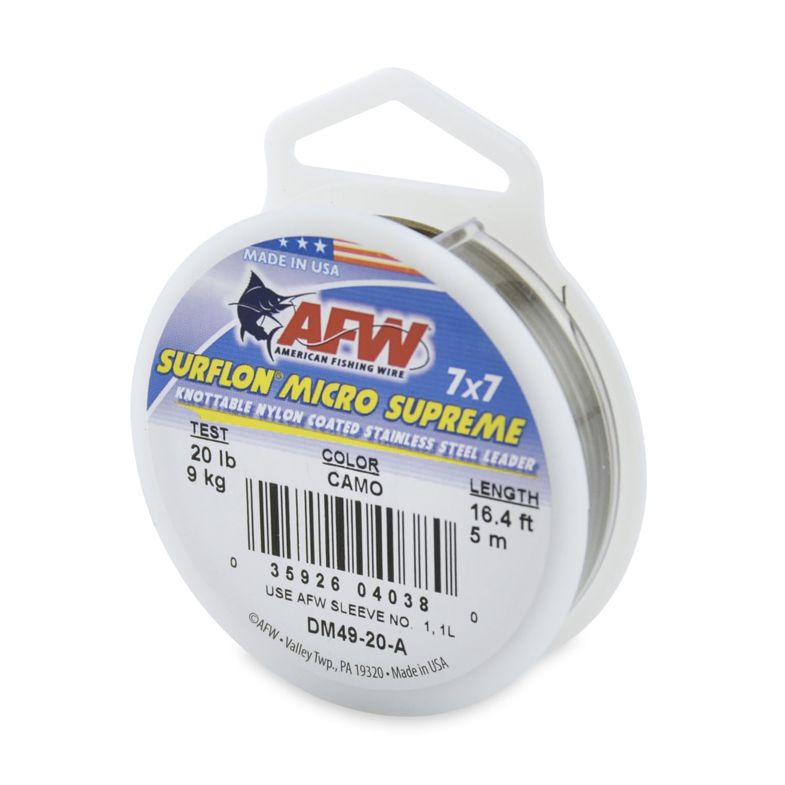 AFW Surflon Micro Supreme camo leader—stealth presentation for improved fish attraction in clear water.