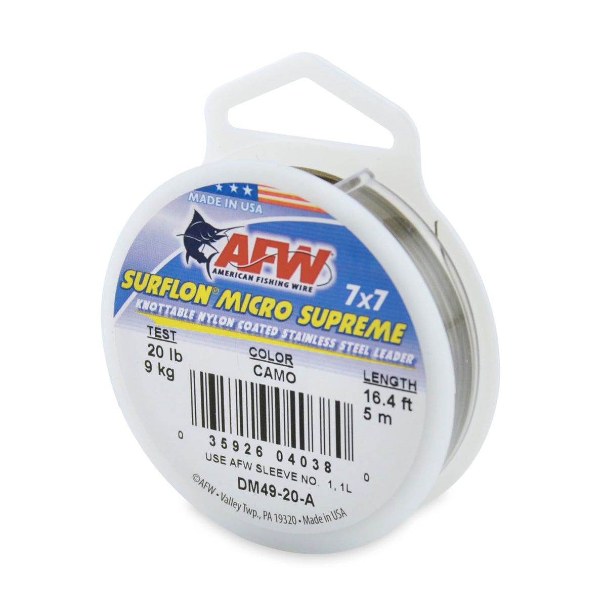 AFW Surflon Micro Supreme camo leader—stealth presentation for improved fish attraction in clear water.