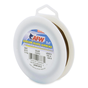 AFW Surflon Micro Supreme nylon-coated leader close-up shows smooth coating reduces knot friction.