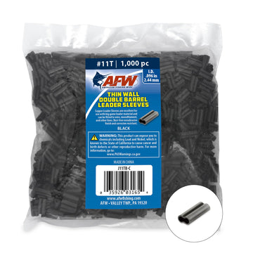 AFW thin-wall crimp sleeve 11T-096 black for low-profile leader crimps.