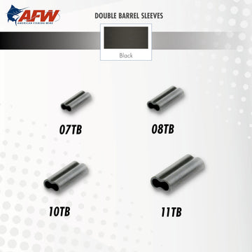 AFW 10T black crimp sleeve highlighting secure wire crimps in fishing setups.