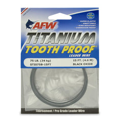 AFW Titanium Tooth Proof leader 75lb 15ft spooled secures hooks and reduces bite-offs