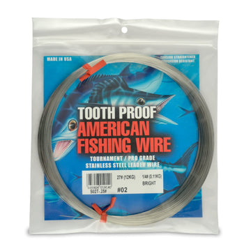 AFW tooth-proof bright stainless leader for bite protection against toothy fish.