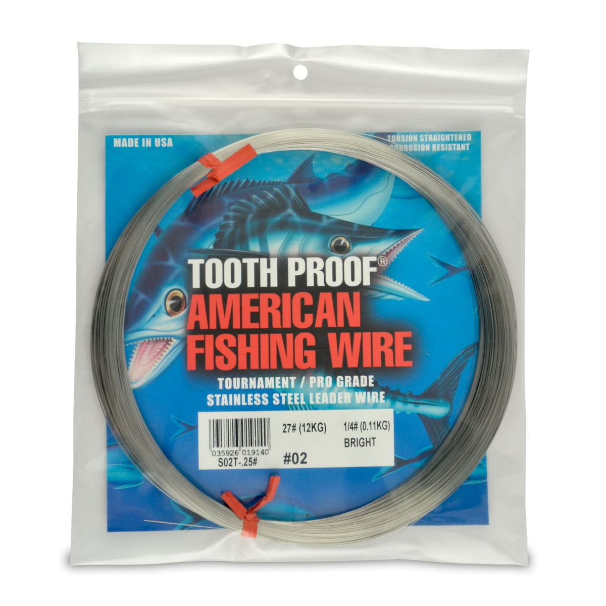 AFW tooth-proof bright stainless leader for bite protection against toothy fish.