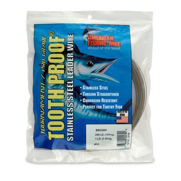 AFW #15 Tooth Proof leader wire camo brown protects lures underwater.
