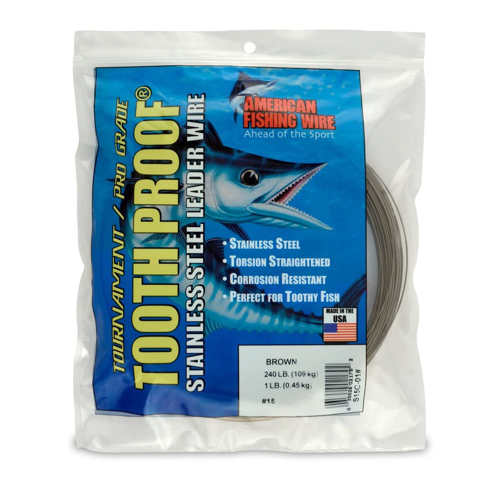 AFW #15 Tooth Proof leader wire camo brown protects lures underwater.