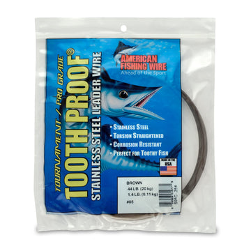AFW Tooth Proof leader wire camouflage finish protects lures from toothy fish during deep-water casts.