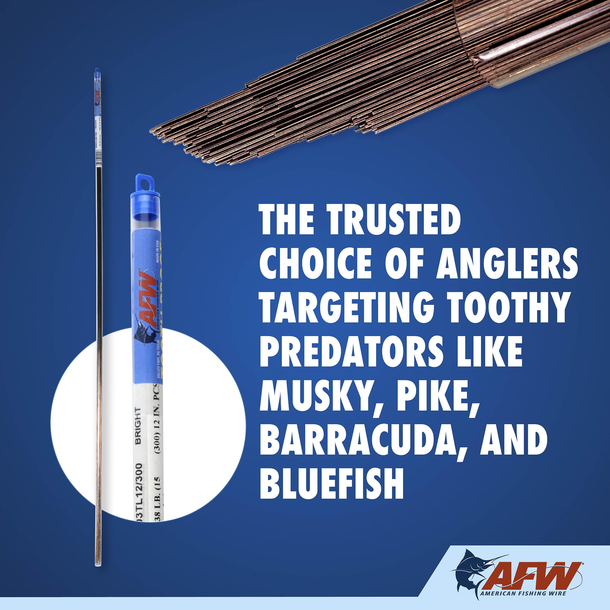 AFW Tooth Proof wire, 300-piece bulk pack for easy storage and multiple rigs.