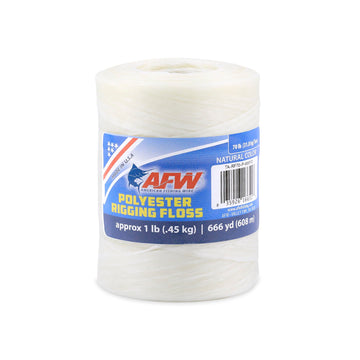 AFW waxed polyester rigging floss closeup with wax coating for secure knots