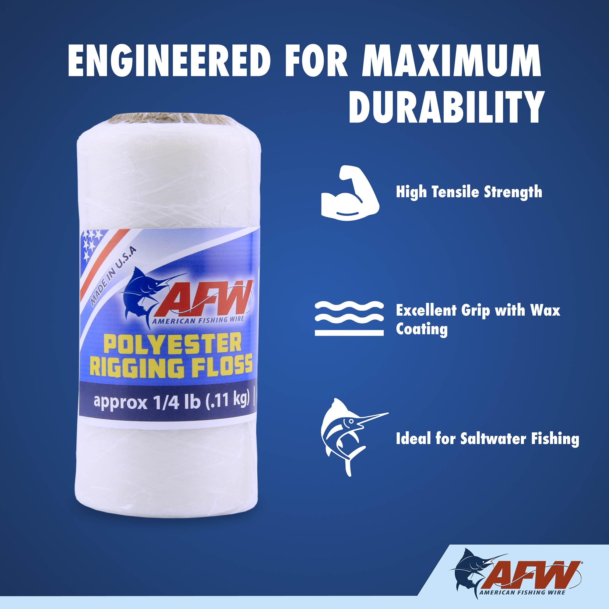 AFW waxed floss knot closeup emphasizing tight, slip-resistant tying